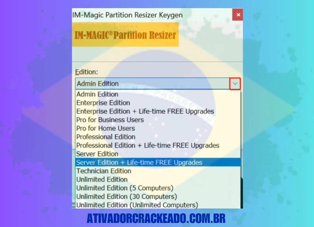 Extraia o arquivo Keygen.rar e execute o keygen como administrador. Escolha a edição que você quer e gere uma chave para ela. 