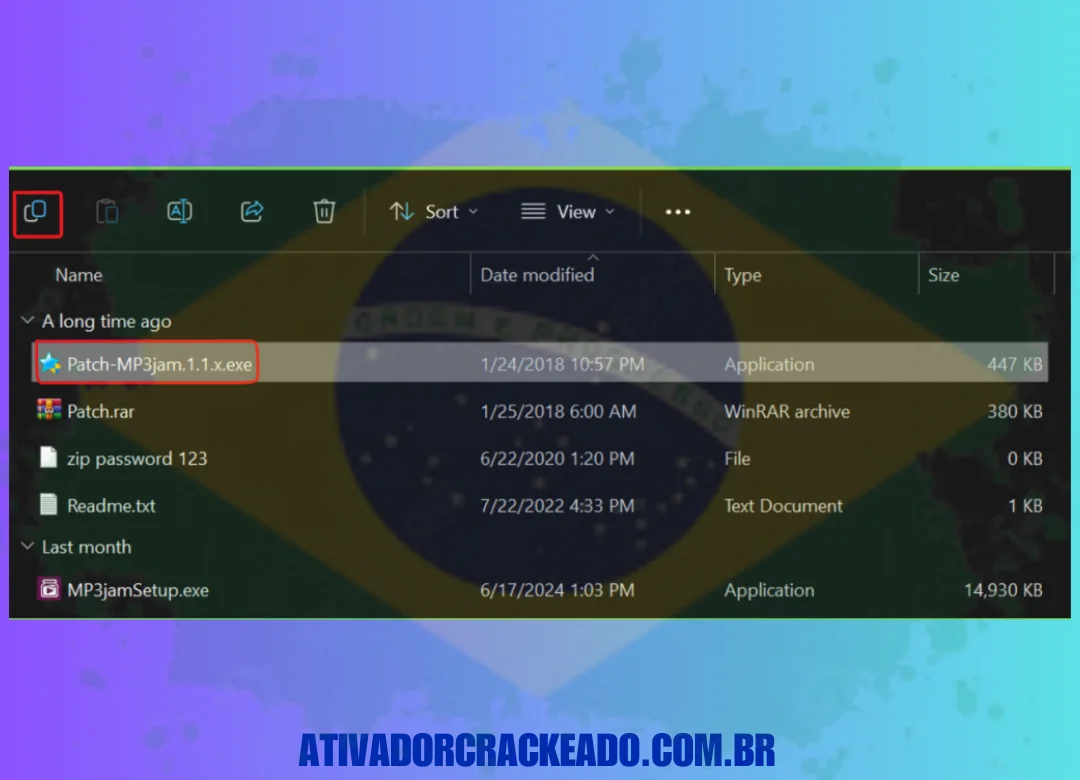 Extraia o arquivo Patch.rar quando a instalação estiver concluída. Adicione o arquivo Patch-MP3jam.1.1.x.exe ao diretório de instalação após copiá-lo.