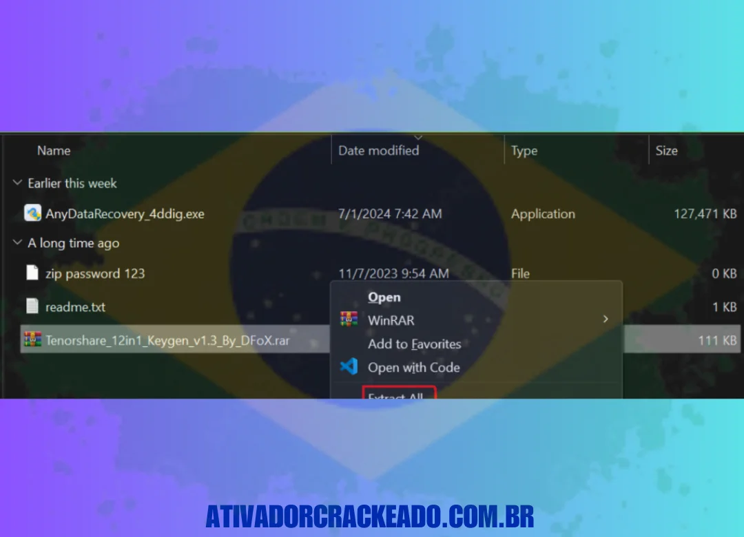 Extraia o arquivo RAR do Keygen e execute o keygen como administrador.