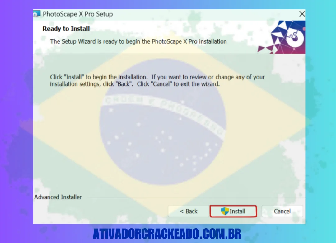 Extraia o arquivo baixado e execute a instalação como administrador.