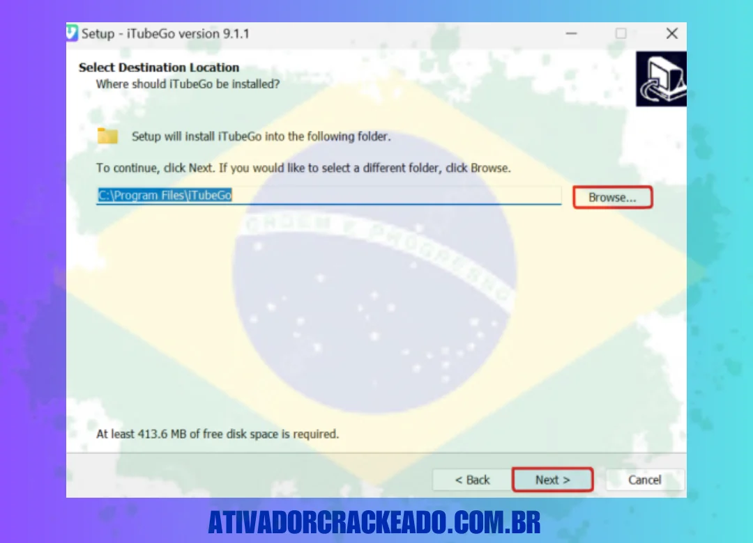 Extraia o arquivo baixado e execute a instalação como administrador.