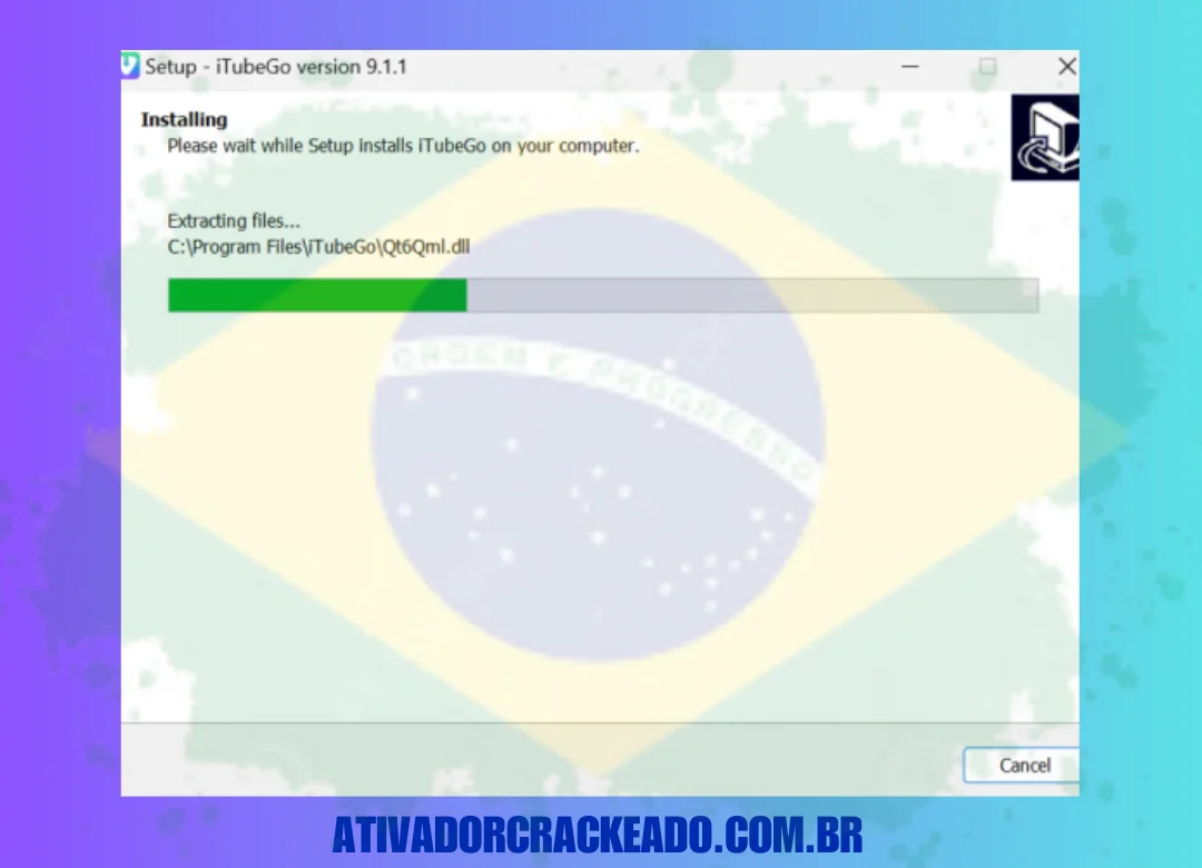 Extraia o arquivo baixado e execute a instalação como administrador.