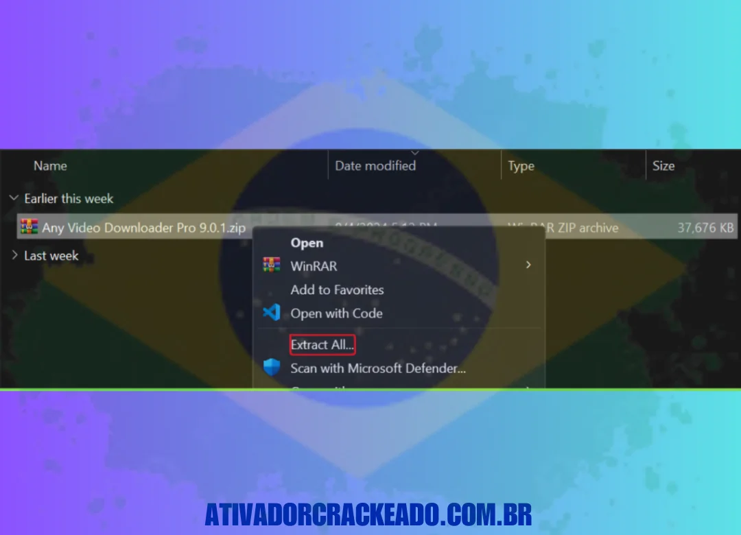 Extraia o arquivo baixado e execute a instalação como administrador.