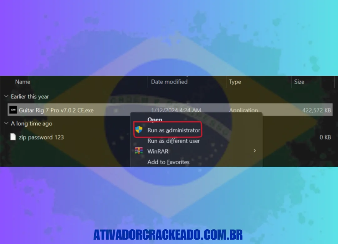 Extraia o arquivo baixado e execute o arquivo de instalação como administrador. (1)