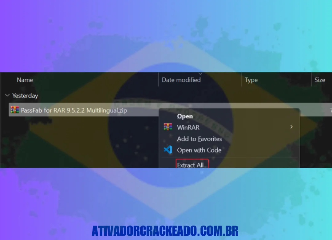 Extraia o arquivo baixado e execute o arquivo passfab-for-rar.exe como administrador.