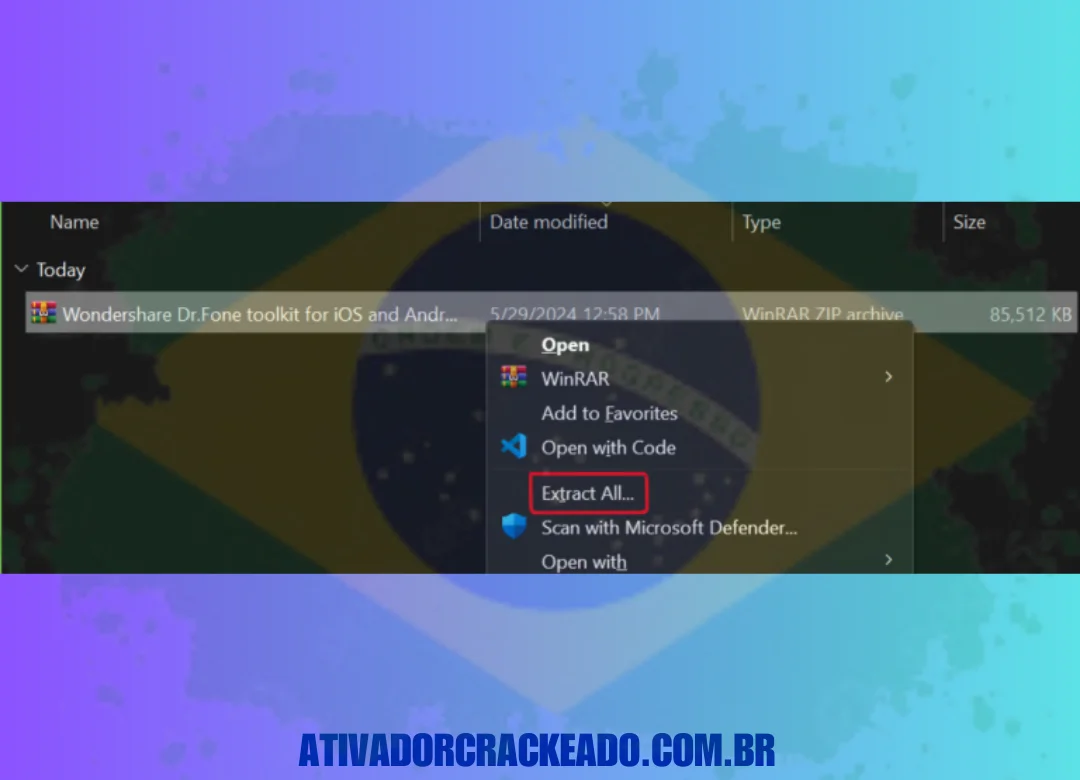 Extraia o arquivo baixado e execute o arquivo setup.exe como administrador.