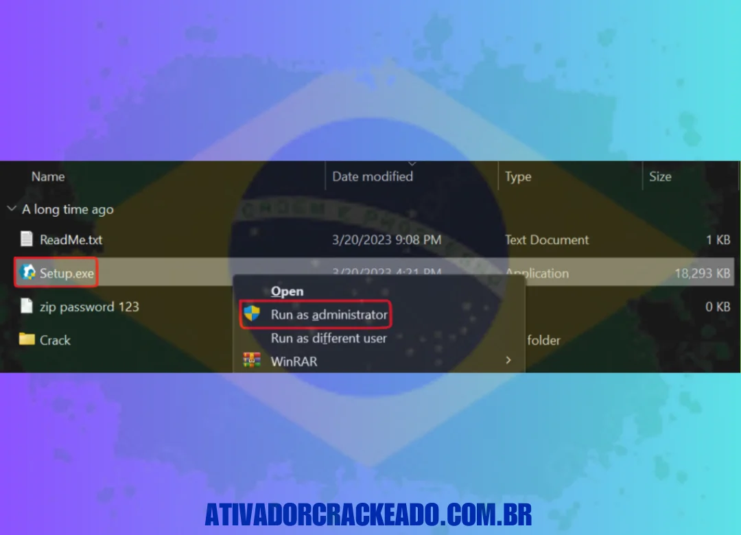 Extraia o arquivo baixado e execute o arquivo setup.exe como administrador. Escolha o idioma no qual você quer executar a instalação e clique em OK.