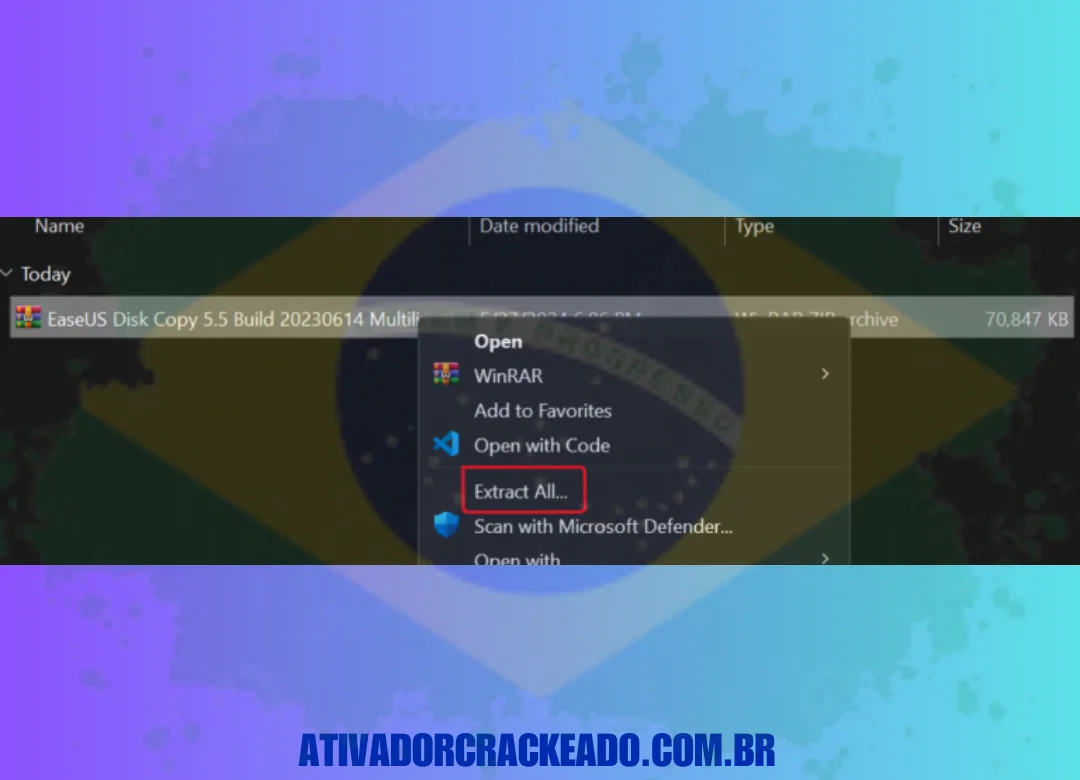 Extraia o arquivo baixado e execute o arquivo setup.exe como administrador.