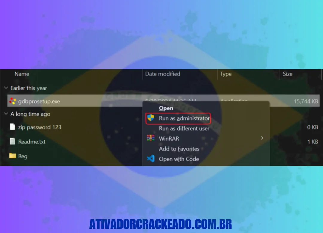 Extraia o arquivo e execute gdbprosetup.exe como administrador. Quando a instalação começar, clique em Next na primeira tela.