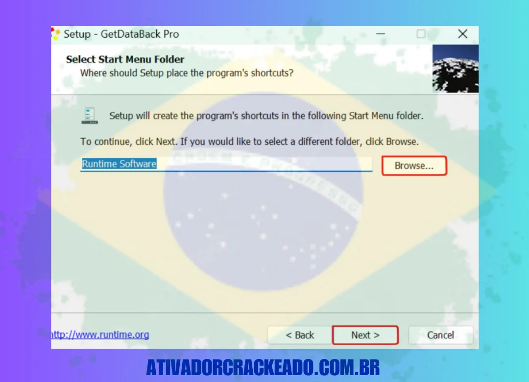 Extraia o arquivo e execute gdbprosetup.exe como administrador. Quando a instalação começar, clique em Next na primeira tela.