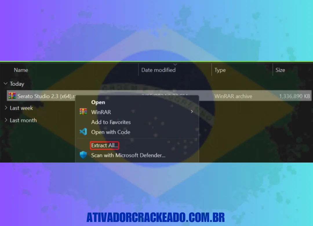 Extraia o arquivo e execute o arquivo de instalação como administrador.