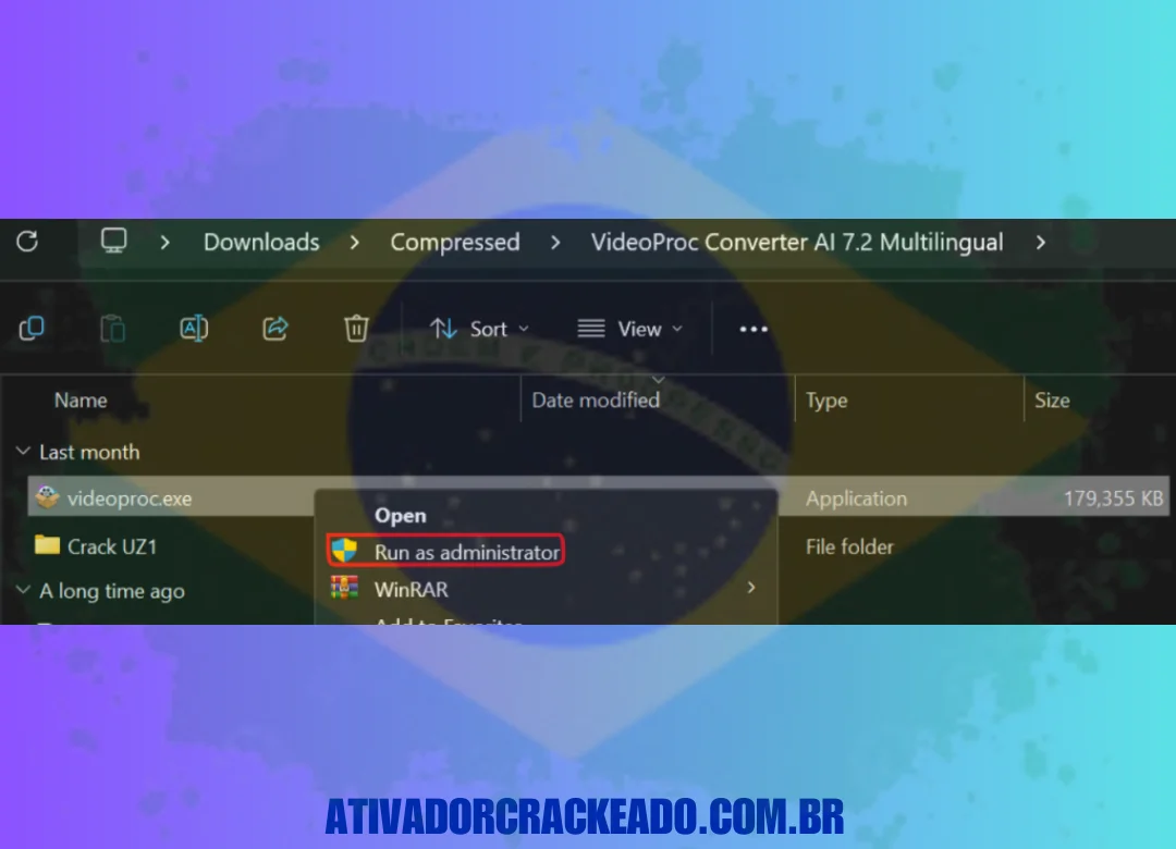 Extraia o arquivo que baixamos e execute a instalação como administrador.