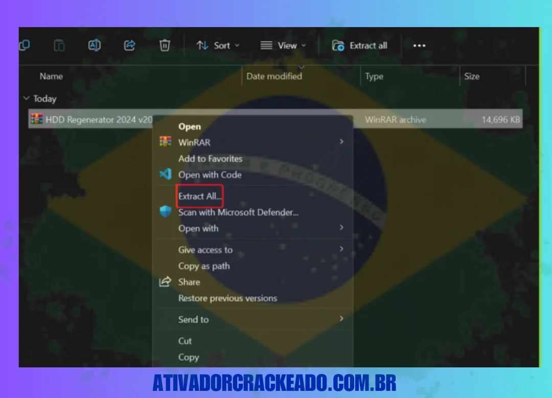 Extraia o arquivo usando algum software como o WinZip e, a partir daí, execute a instalação como administrador.