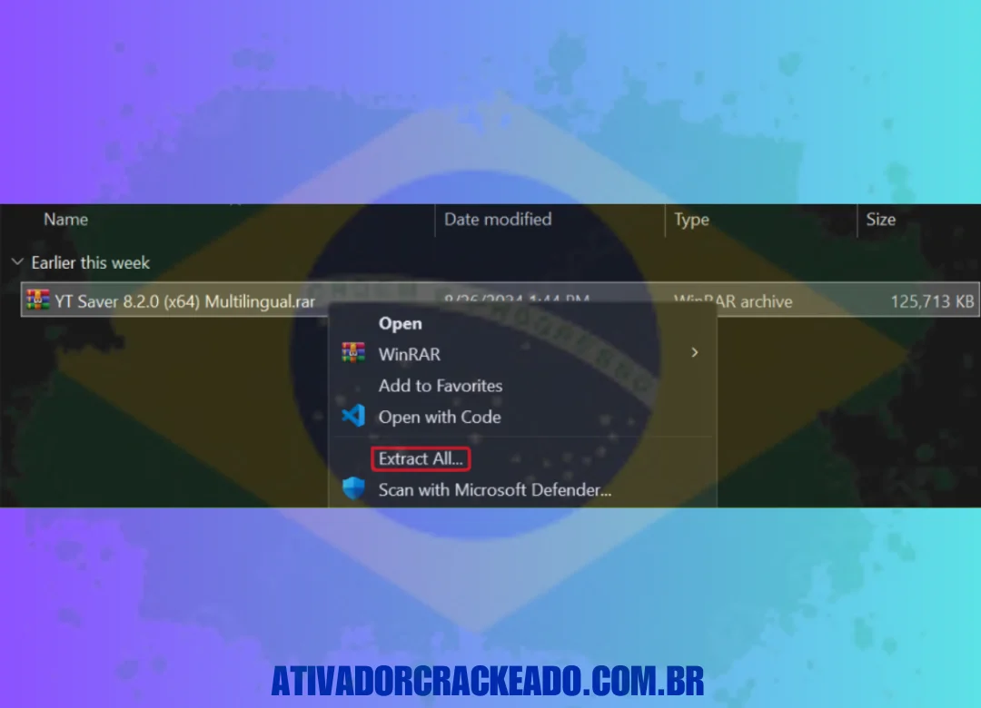 Inicie a instalação como administrador após extrair o arquivo baixado.