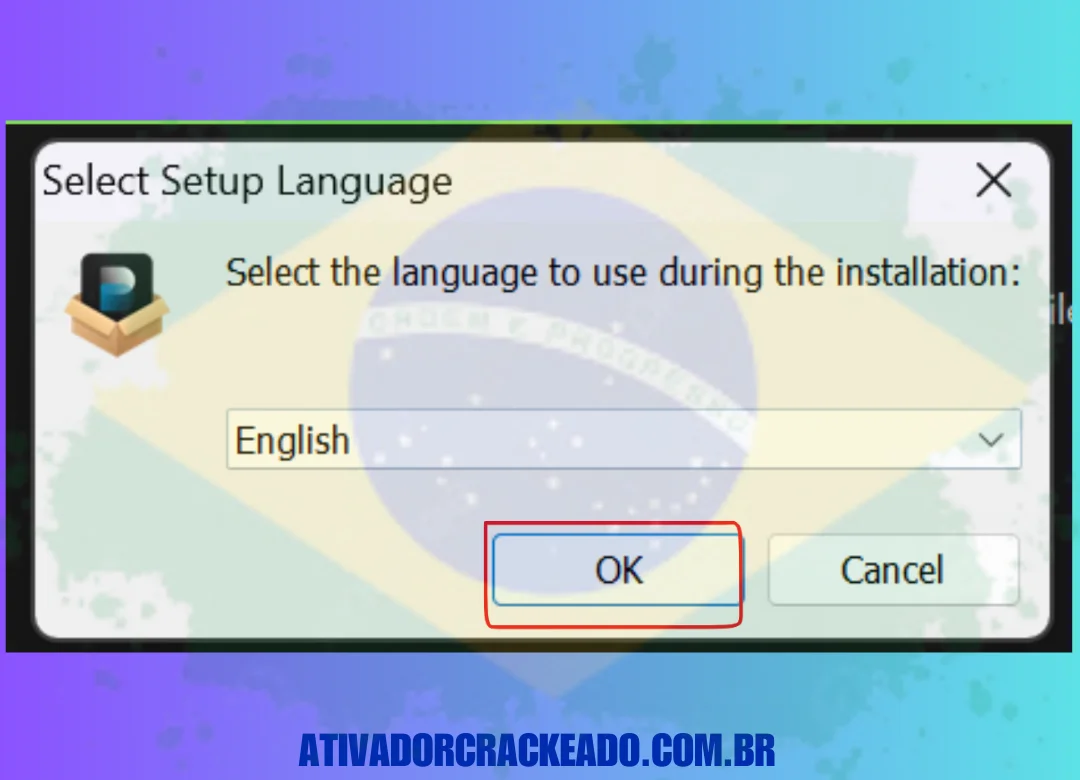 Isso iniciará a instalação, escolha o idioma em que você quer que a instalação esteja e clique em OK.