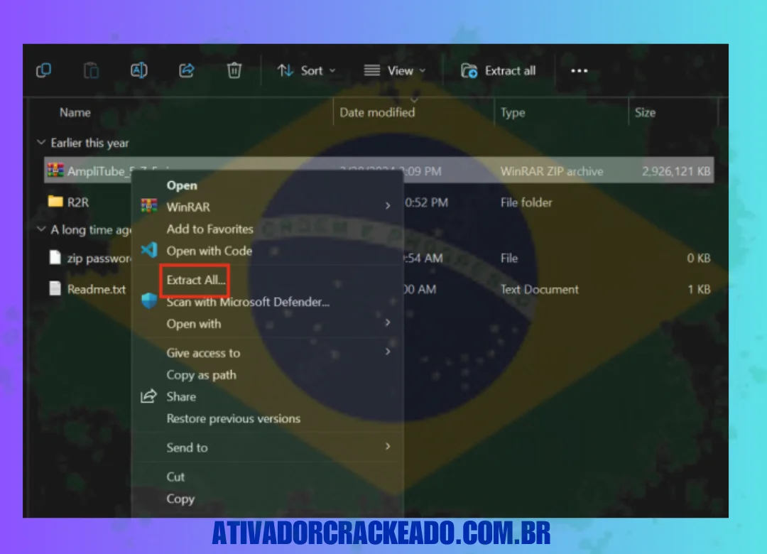 Novamente, do arquivo extraído, você verá um arquivo zip. Você tem que extraí-lo também.