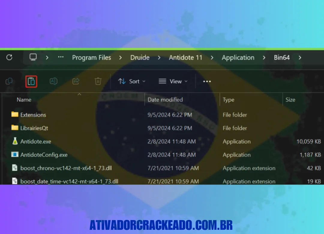 O arquivo Antidote.exe deve ser copiado da pasta Crack e usado para substituir