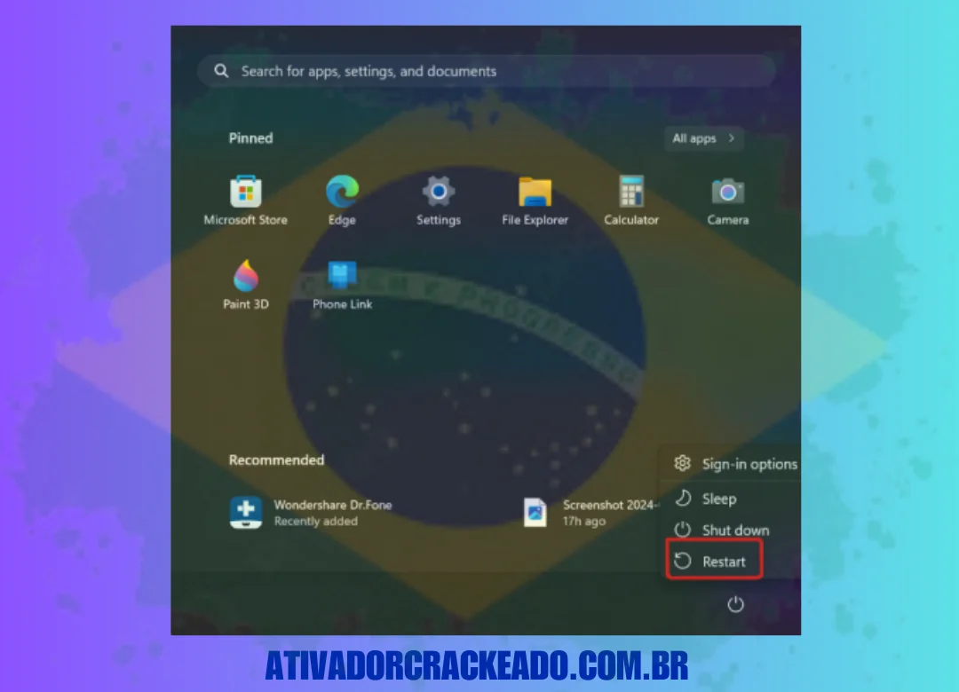 Reinicie seu sistema e você poderá usar o software.