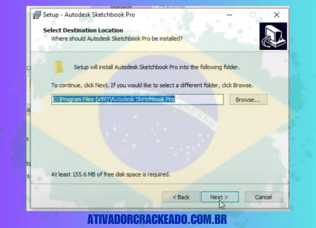 Selecione o local onde você quer instalar o software