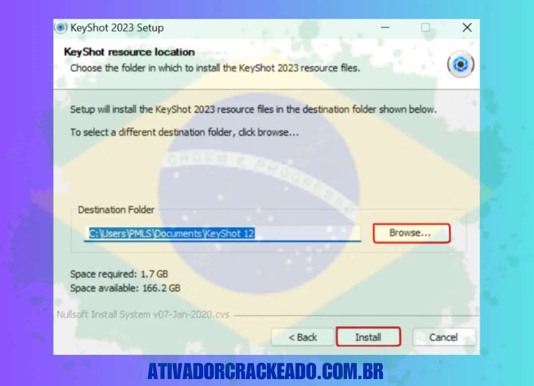 Selecione o usuário para o qual deseja instalar o software, aceite o contrato de licença,