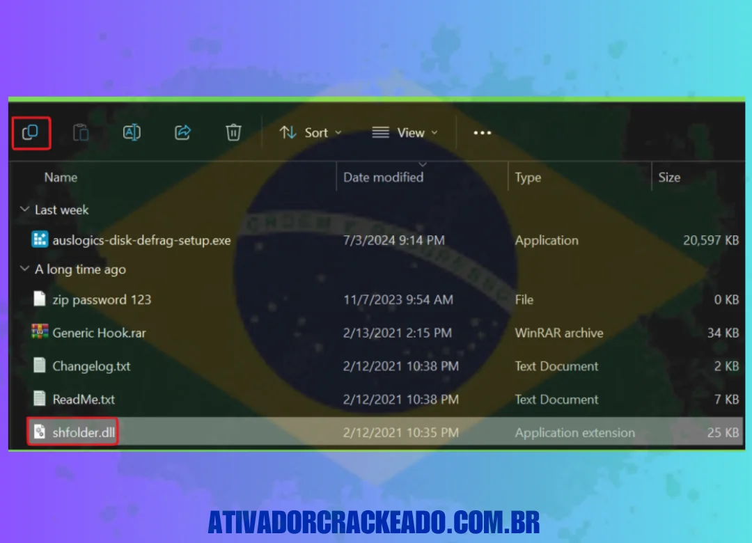 Você receberá um arquivo shfolder.dll após extrair o arquivo Generic Hook.rar. (1)