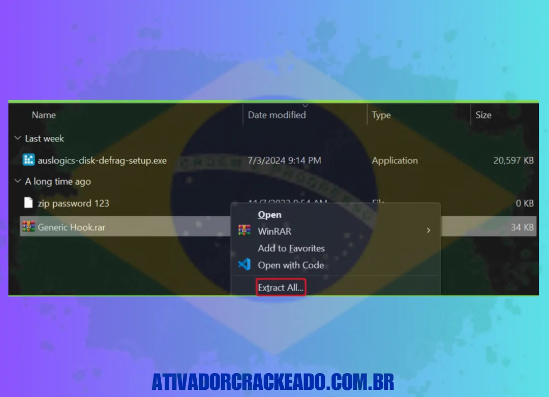 Você receberá um arquivo shfolder.dll após extrair o arquivo Generic Hook.rar.