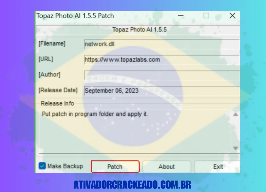 arquivo patch como administrador. Você pode usar o software após ver o aviso Patching Done. (1)