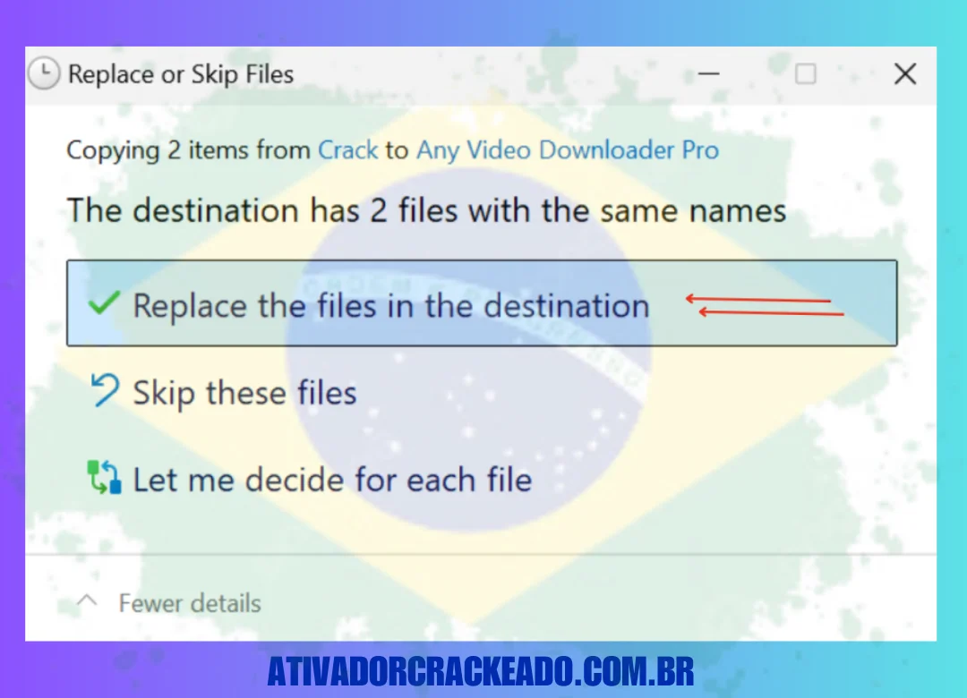 diretório de instalação após a instalação ser concluída. Ao adicionar esses arquivos, tenha cuidado ao selecionar a opção substituir.