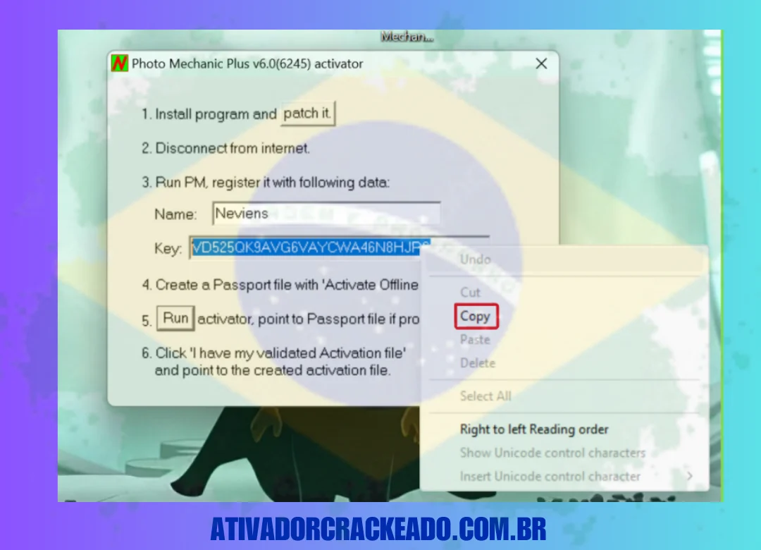 e adicione-os à caixa de registro. Após adicionar o Name e o Key, clique em “Register”.