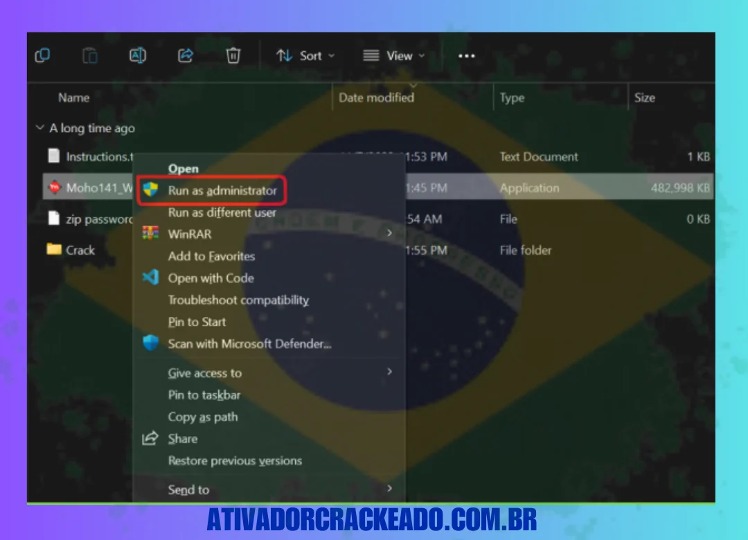 execute o arquivo Moho141_Win.exe como administrador.