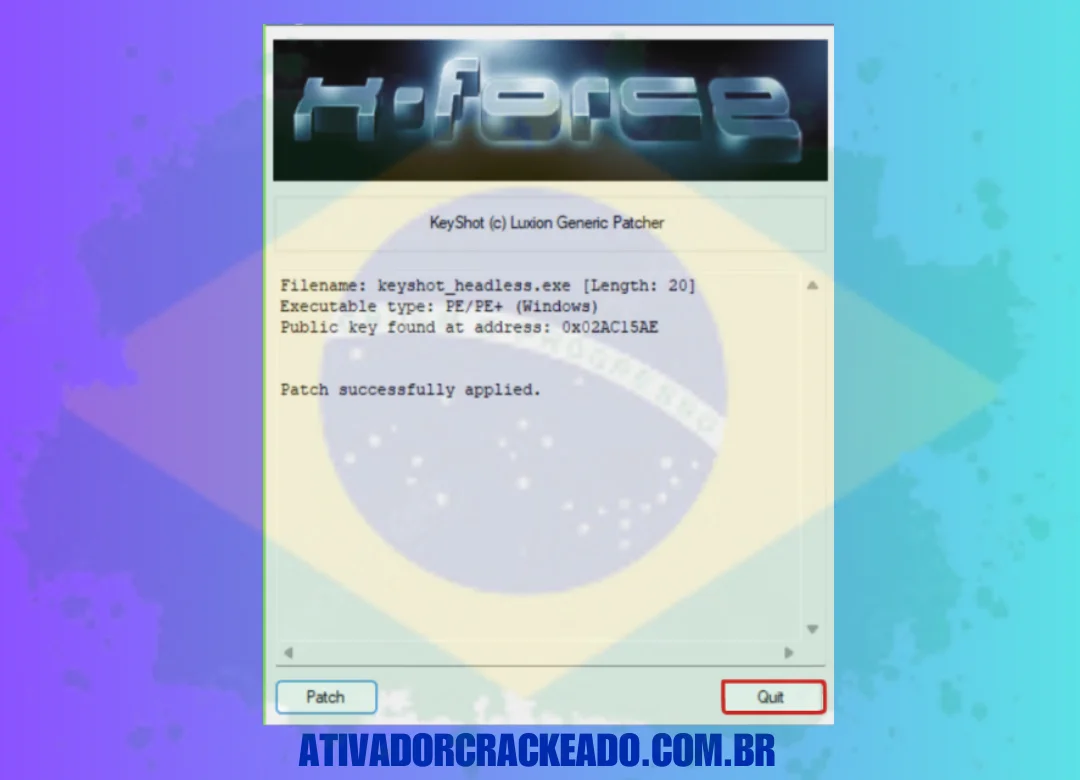 keyshot_headless.exe dessa vez quando você vir a declaração Patch applied successfully no patch. Os dois