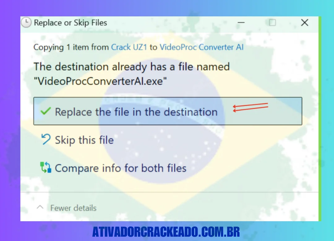 substitua-o pela versão crackeada no diretório de instalação (CArquivos de Programas (x86)DigiartyVideoProc Converter AI).