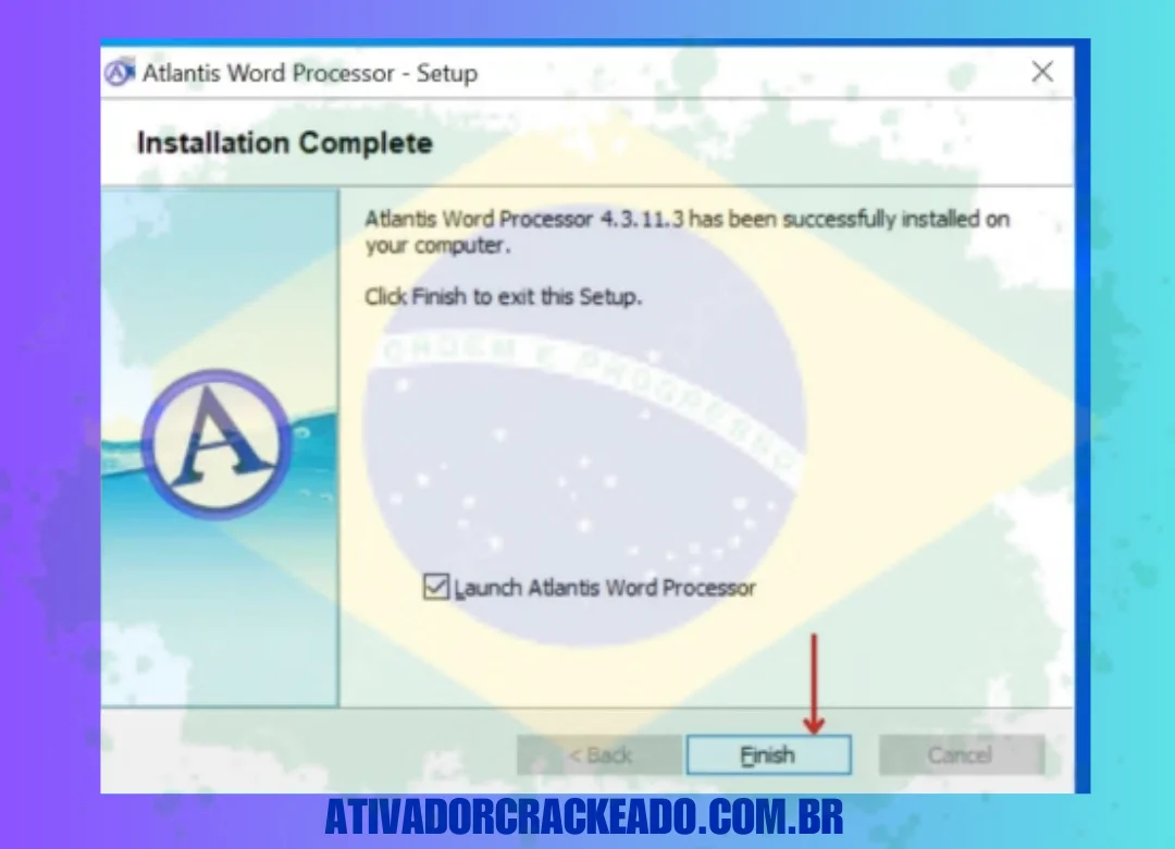 A instalação está concluída, clique em Concluir para continuar.