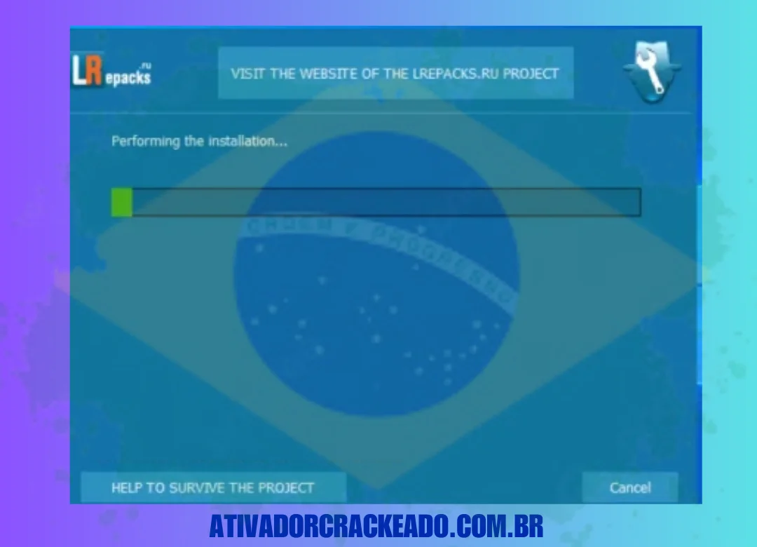 A instalação foi iniciada, aguarde um momento.