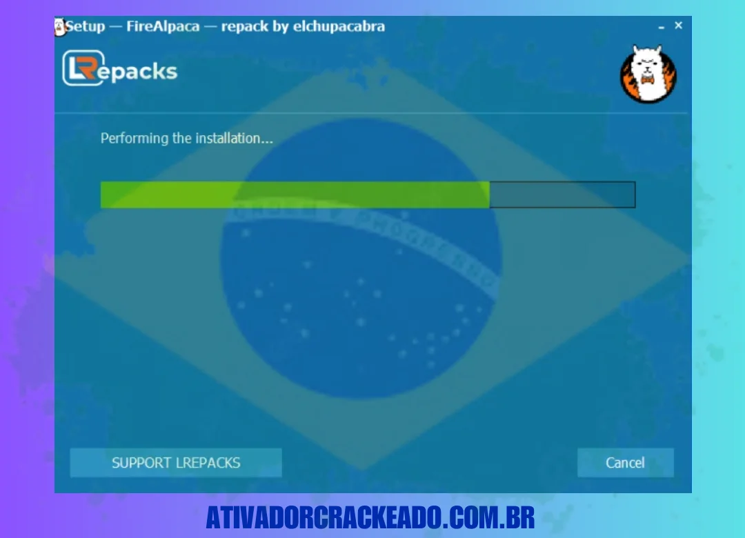 A instalação foi iniciada, aguarde um momento.