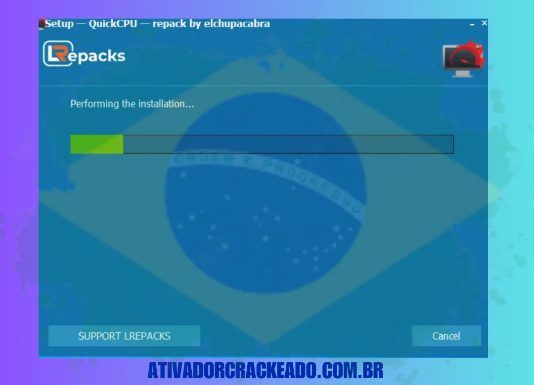 A instalação foi iniciada, aguarde um momento.