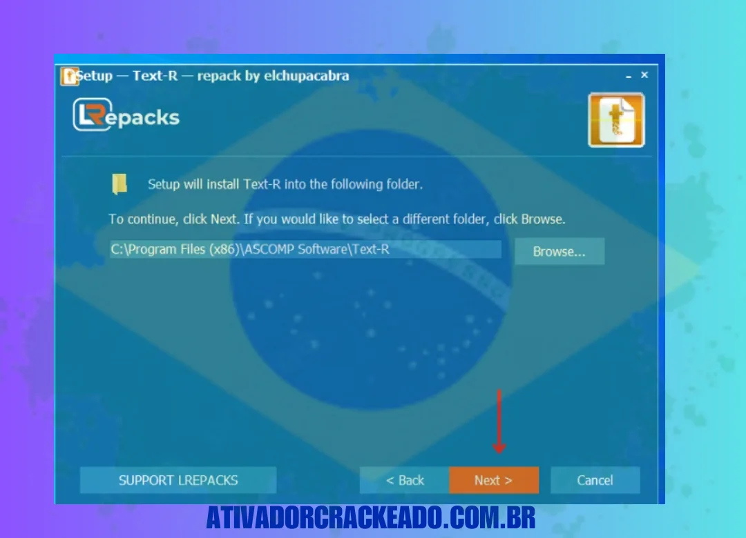 Agora, se você quiser especificar a pasta de instalação do programa, clique em Procurar ou, para continuar, clique em Avançar.