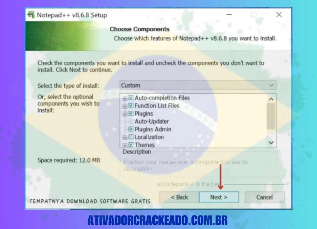 Agora, selecione os recursos ou componentes conforme sua necessidade e clique em Avançar.