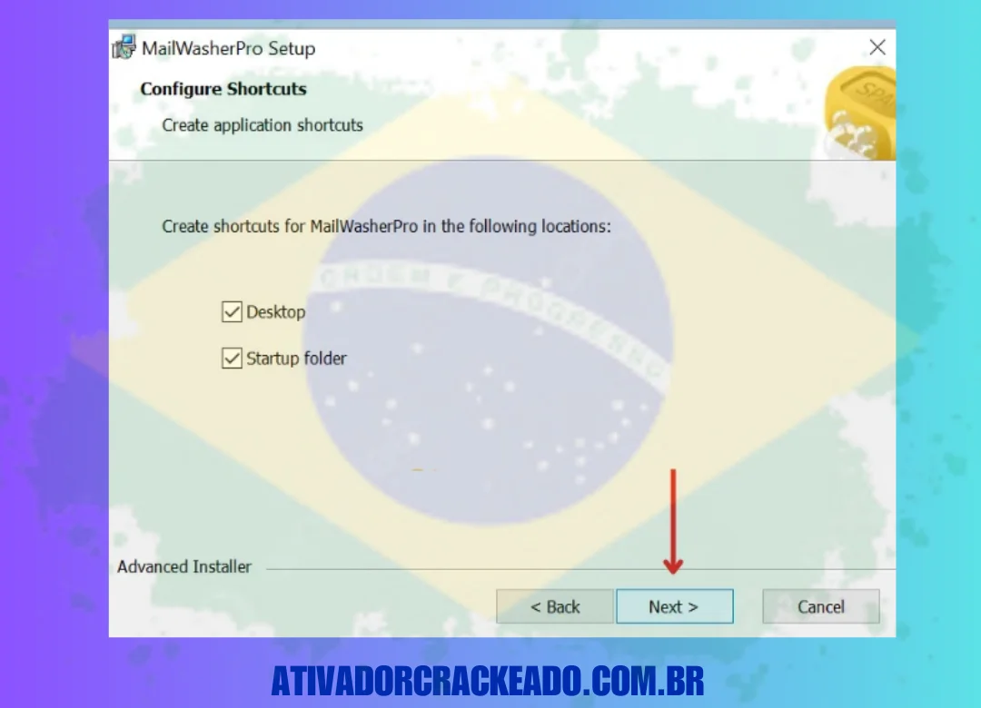 Em seguida, configure o atalho e clique em Avançar.