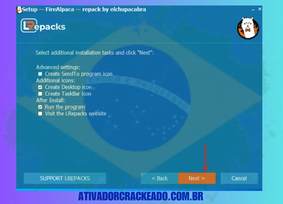 Em seguida, selecione tarefas de instalação adicionais conforme sua necessidade e clique em Avançar.