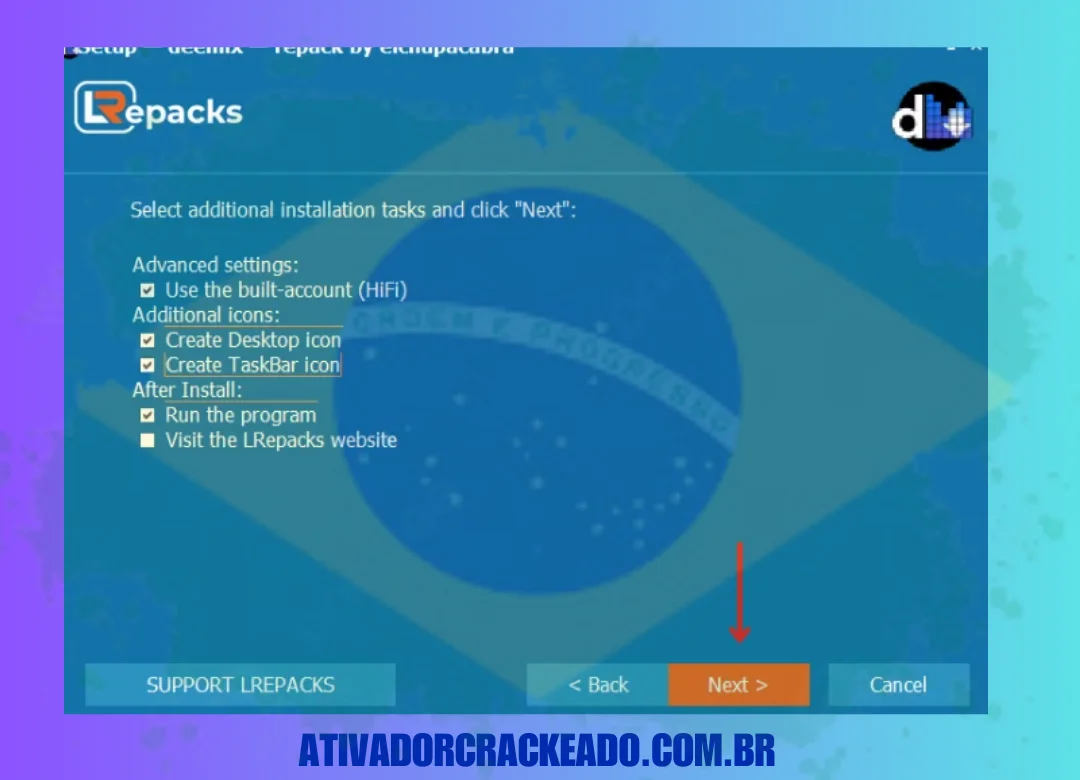 Em seguida, selecione tarefas de instalação adicionais e clique em Avançar.