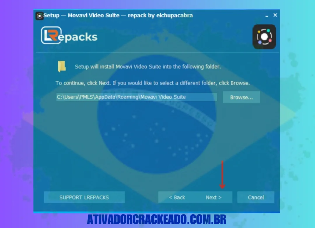 Então, se você quiser selecionar o local de instalação, clique em Procurar, caso contrário, clique em Avançar.