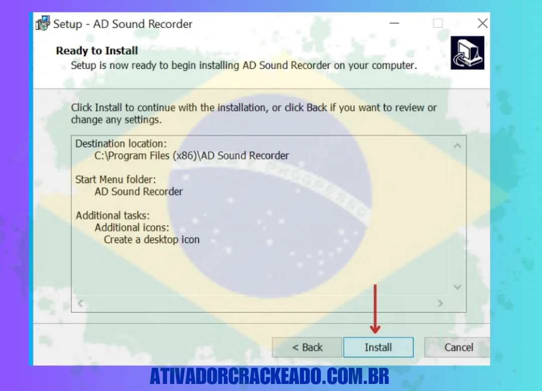O programa está pronto para ser instalado, clique em Instalar .