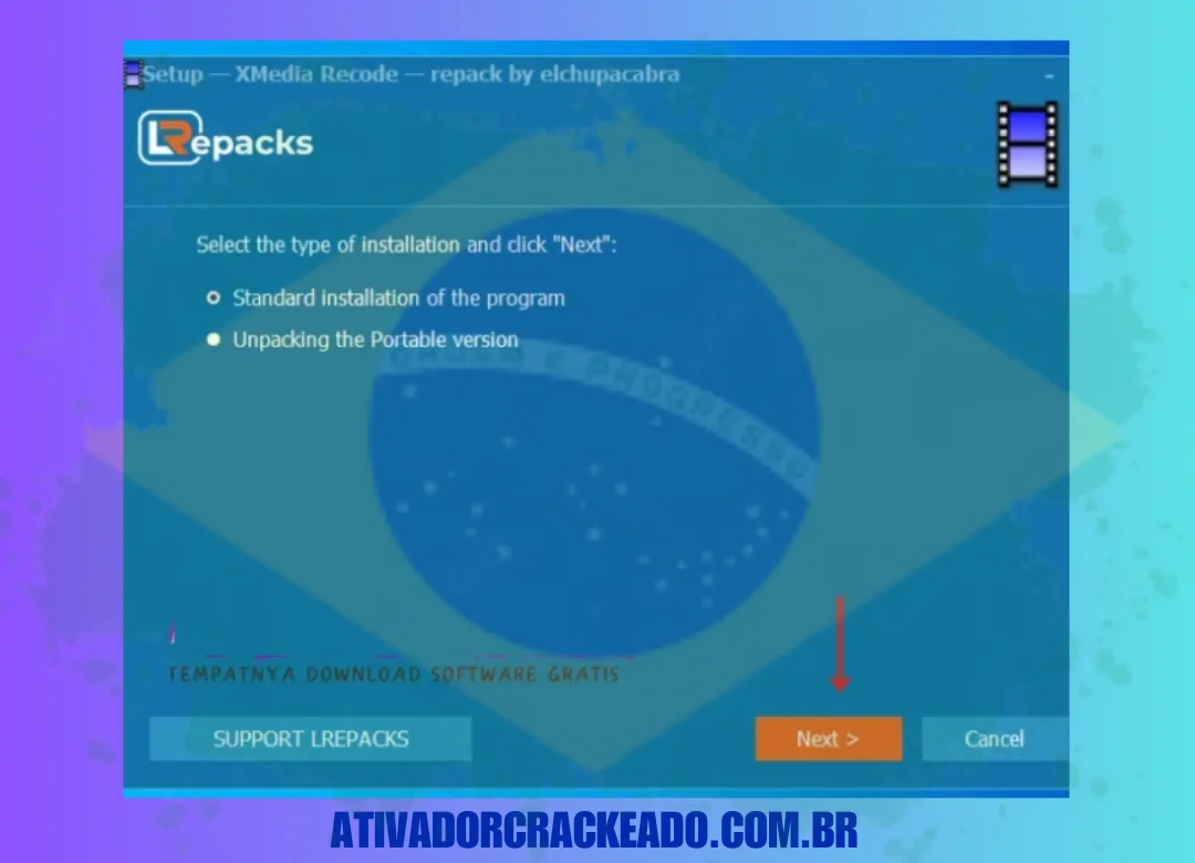 Primeiro, selecione o tipo de instalação e clique em Avançar.