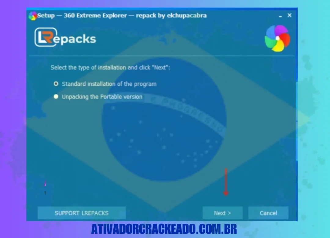 Primeiro, selecione o tipo de instalação e clique em Avançar.