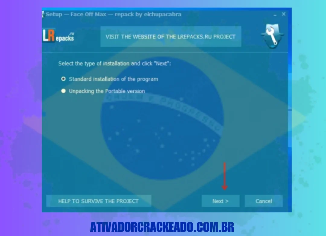 Primeiro, selecione o tipo de instalação e clique em Avançar.