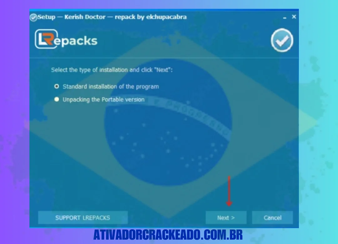 Primeiro, selecione o tipo de instalação e clique em Avançar.