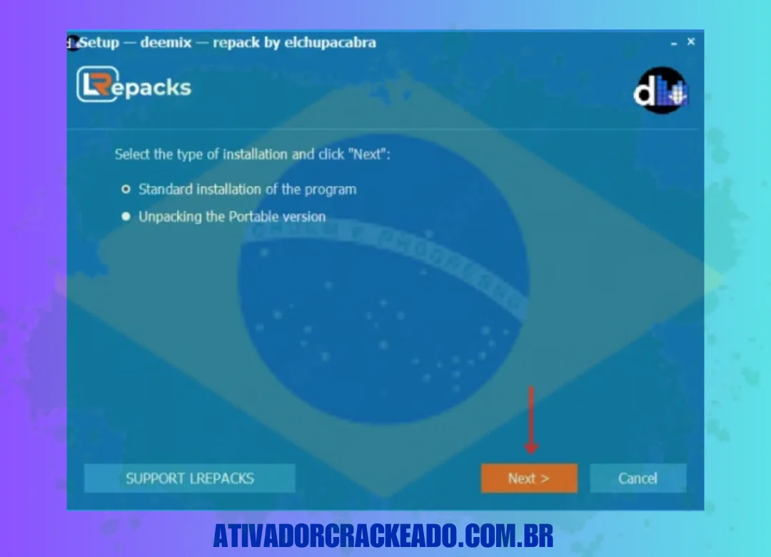 Primeiro, selecione o tipo de instalação e clique em Avançar.