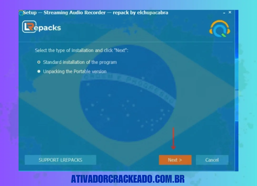 Primeiro, selecione o tipo de instalação e clique em Avançar.