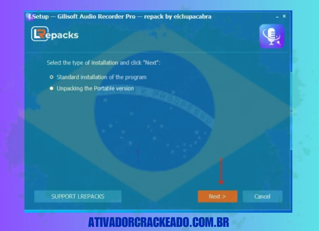 Primeiro, selecione o tipo de instalação e clique em Avançar.